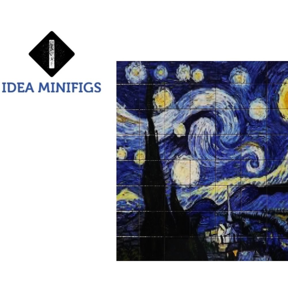 Starry Nights Art Puzzle - Educational UV Print Design Made of Lego Bricks